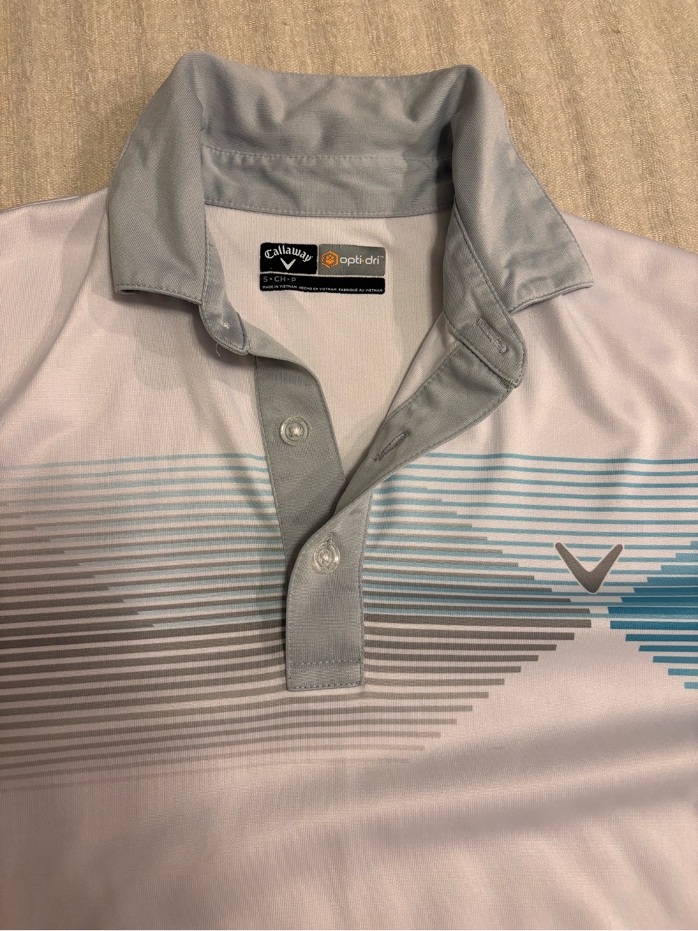 Callaway Men’s Light Gray Polo with Blue Accent Stripes